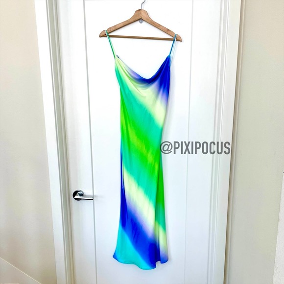 ZARA TIE DYE SATIN SLIP DRESS - Picture 11 of 12